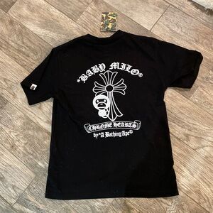 Bape Black Graphic Tee with White Print